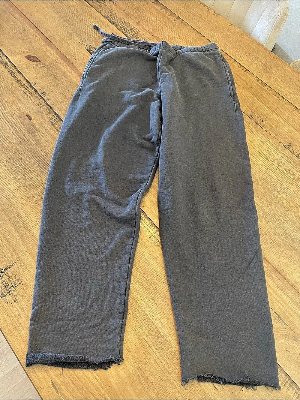 SKIMS raw edge dark grey cotton sweats